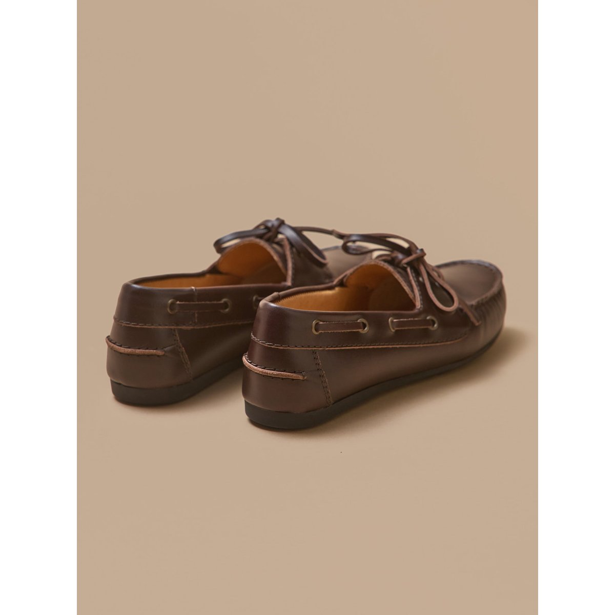 Chaussures bateau cuir chocolat, CYRILLUS