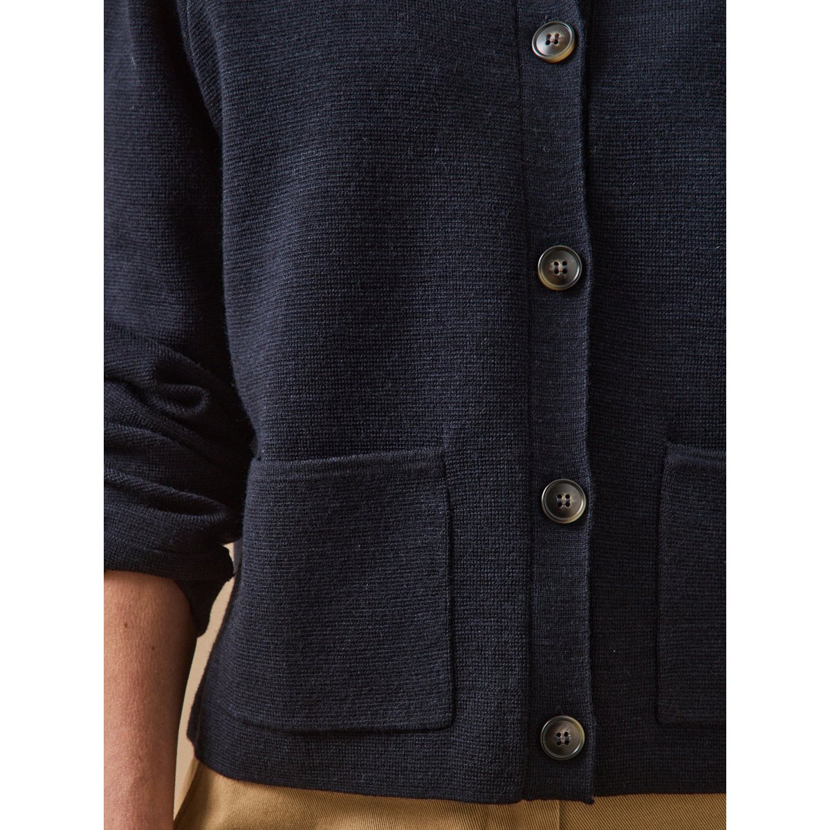 Gilet col chemise maille milano encre, CYRILLUS