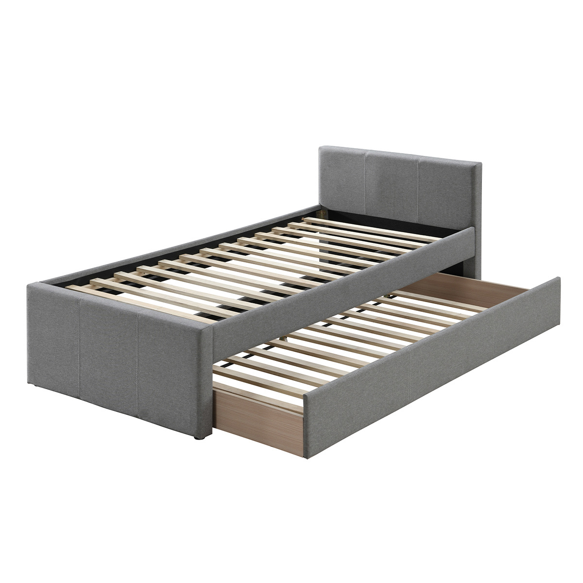 Lit gigogne 90x190 cm MACCO gris, MILIBOO