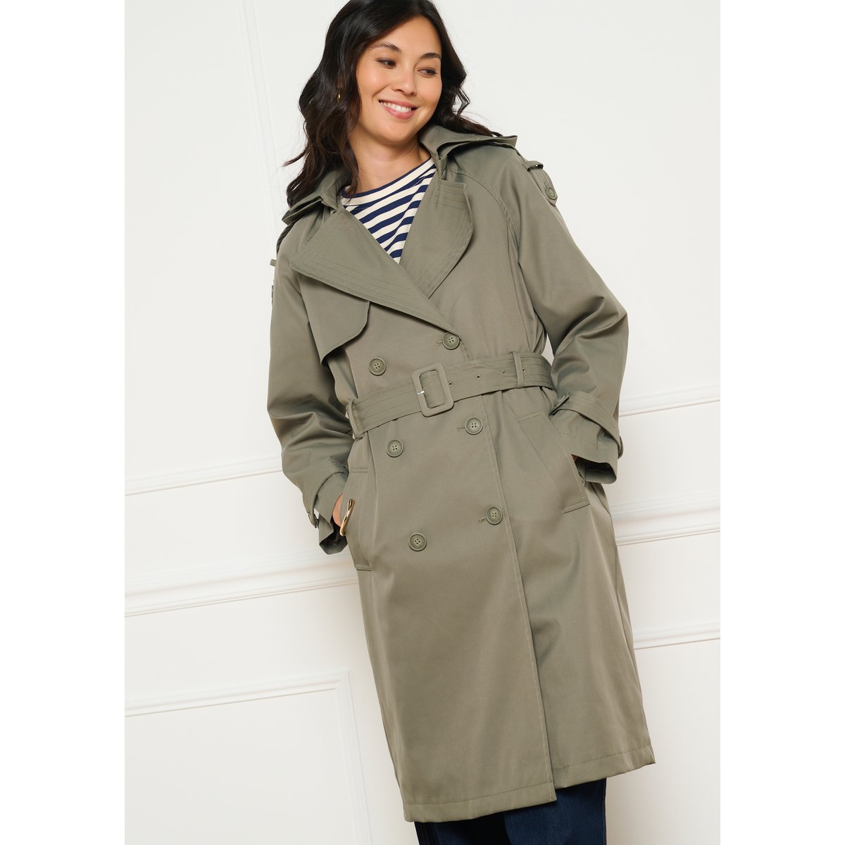 Trench à capuche khaki, LOLALIZA