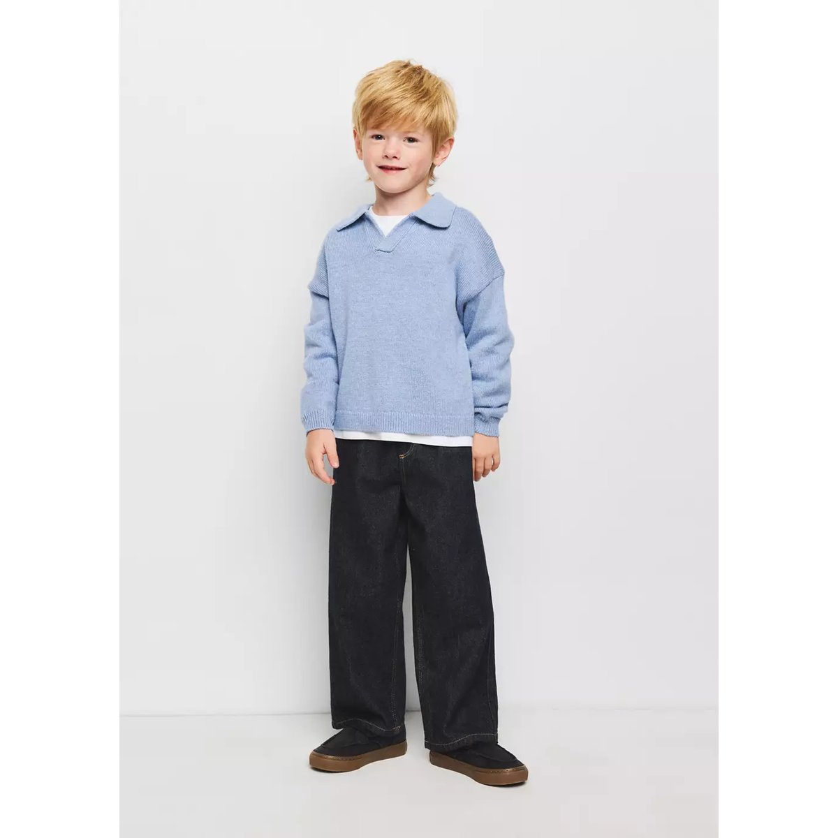 Pull-over col polo bleu, MANGO BABY