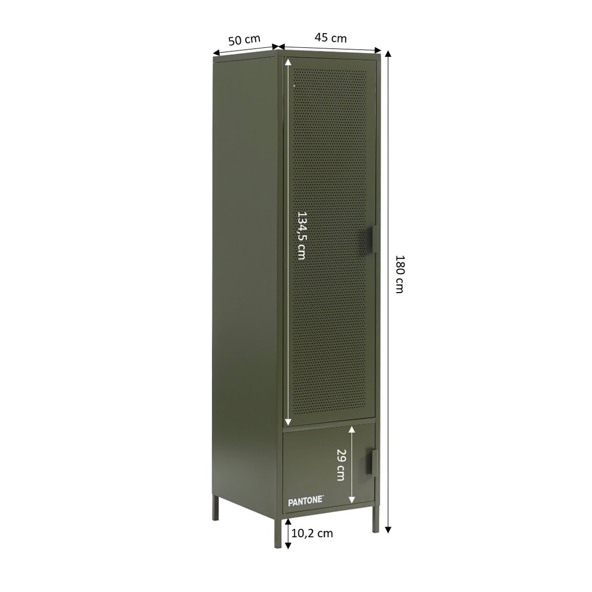 Vestiaire en acier vert olive, PANTONE