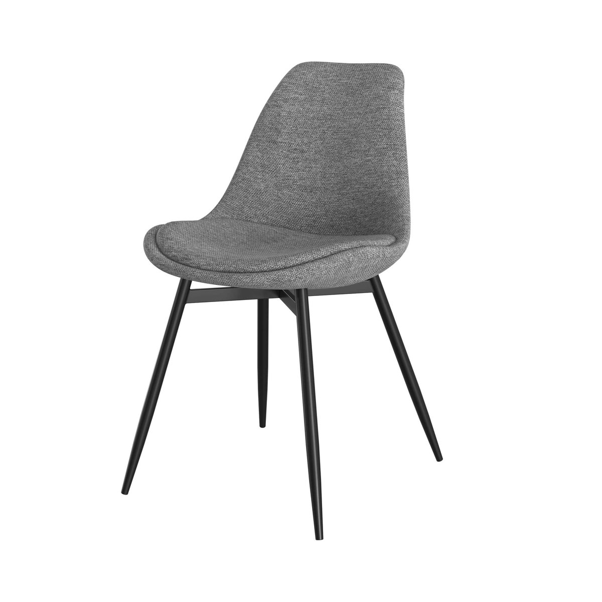 Lot de 2 chaises en tissu chiné et pieds en métal - FILIPI gris foncé chiné, MAISON PAVANE