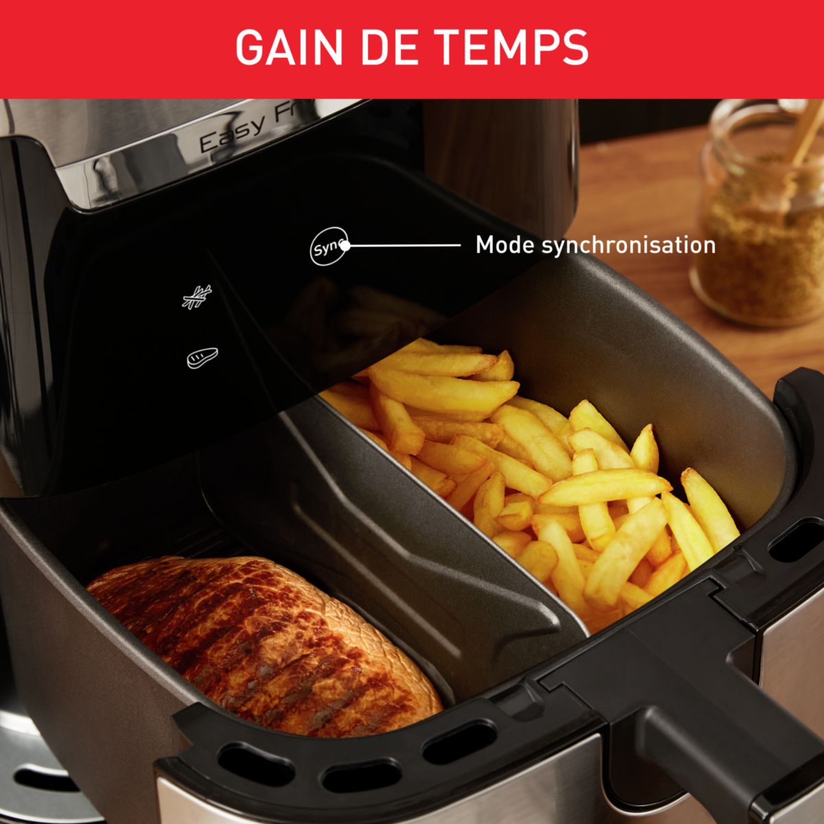 Friteuse sans huile EZ801D10 XXL 2 en 1 air & grill 6L couleur unique, MOULINEX