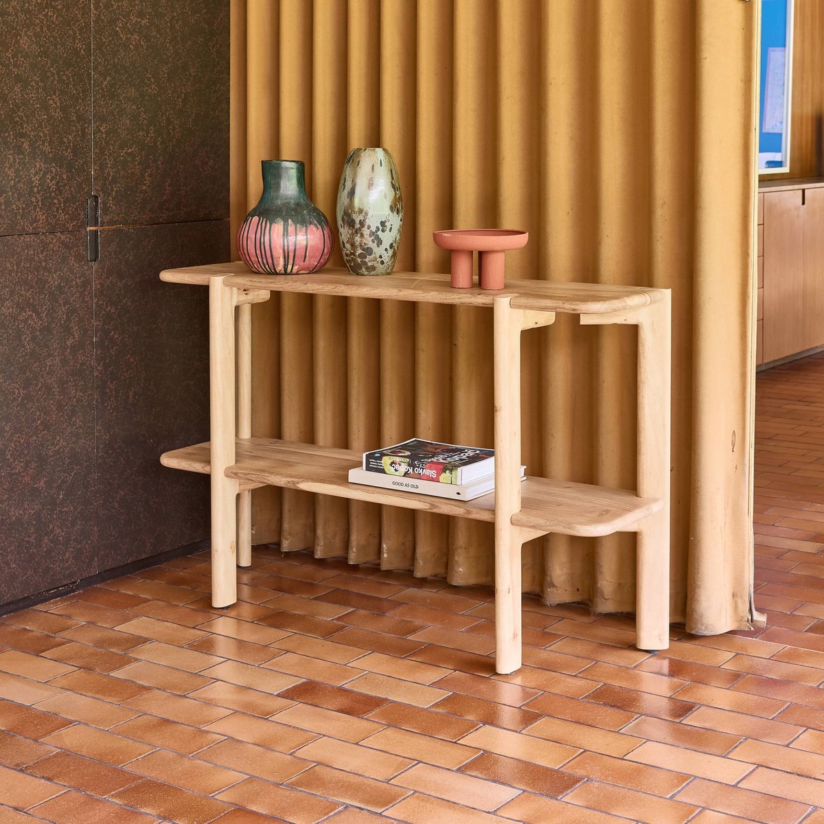 Console exotique bois d'acacia 1 étagère REVA naturel, SWEEEK