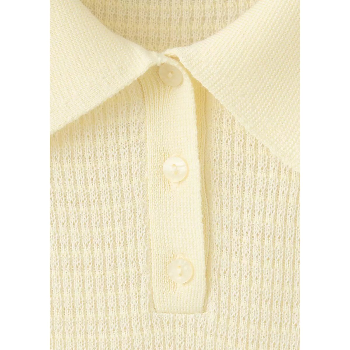 Pull col polo maille texturée jaune, MANGO
