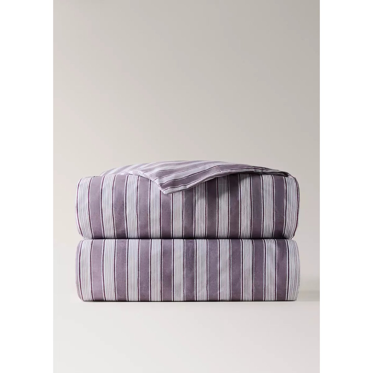 Housse de couette rayures larges aquarelle Lit 90 cm mûre, MANGO HOME