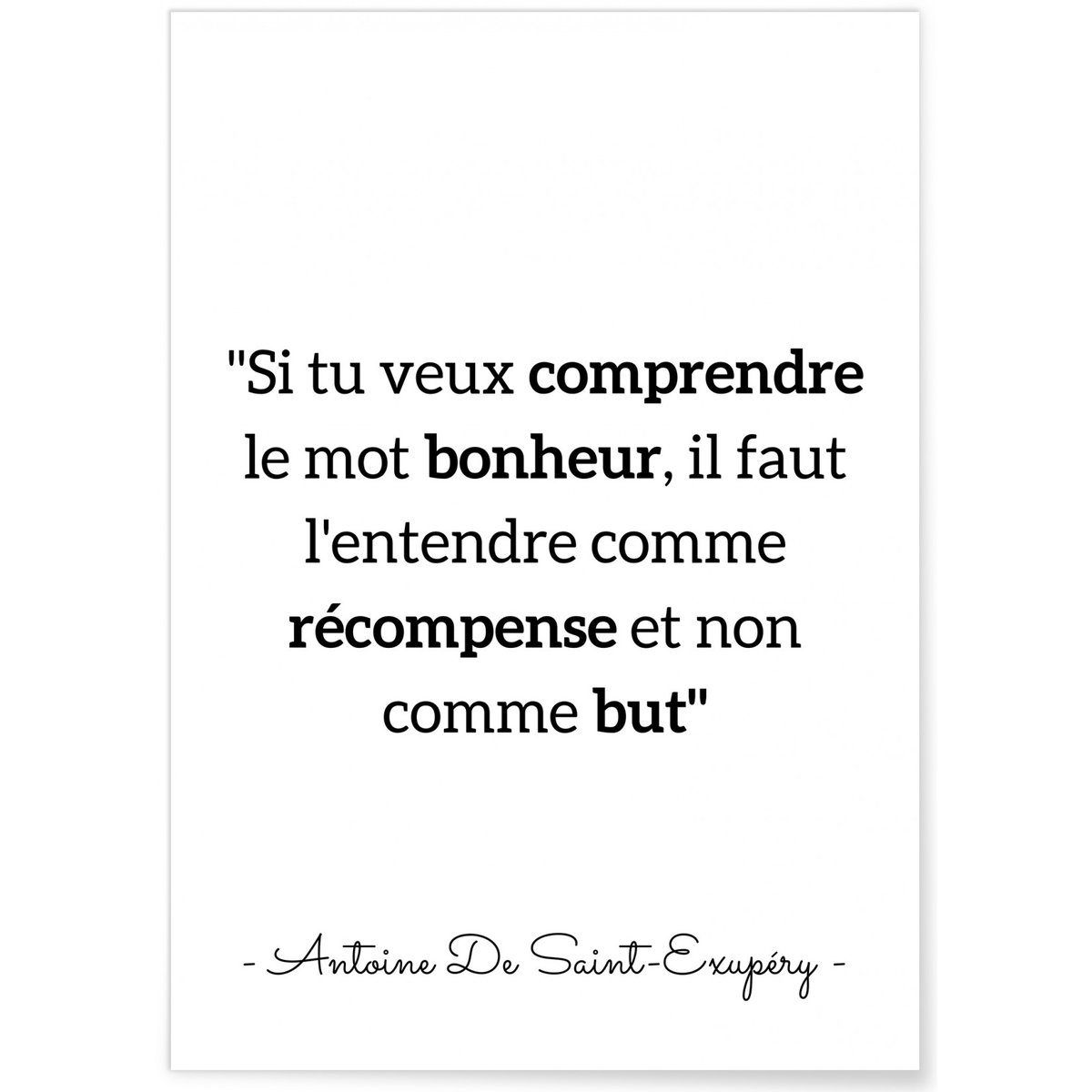 Affiche Antoine Saint-Exupéry : 'Si tu veux comprendre...' blanc, L'AFFICHERIE