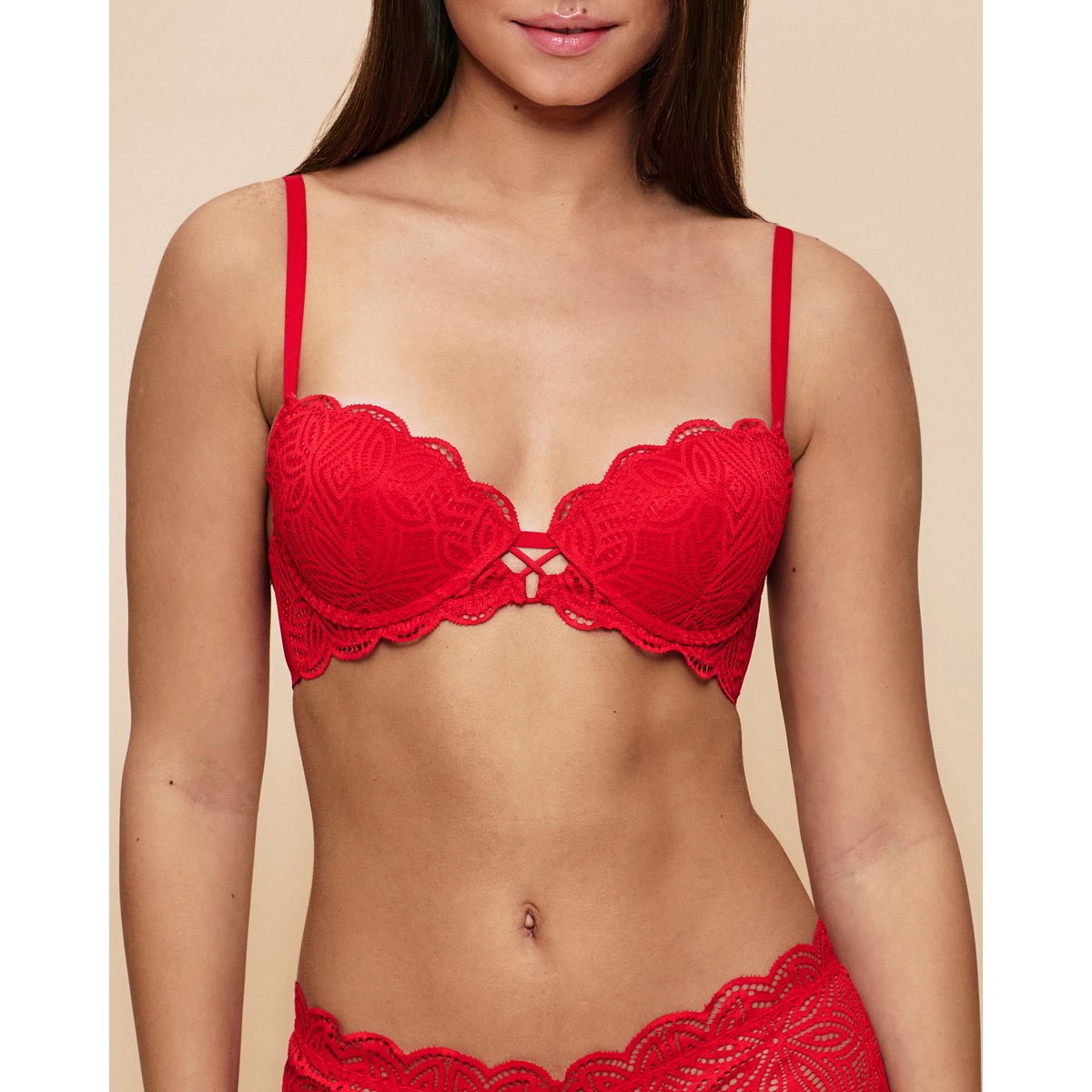 Soutien-gorge push-up en dentelle DAILIZ rouge, UNDIZ