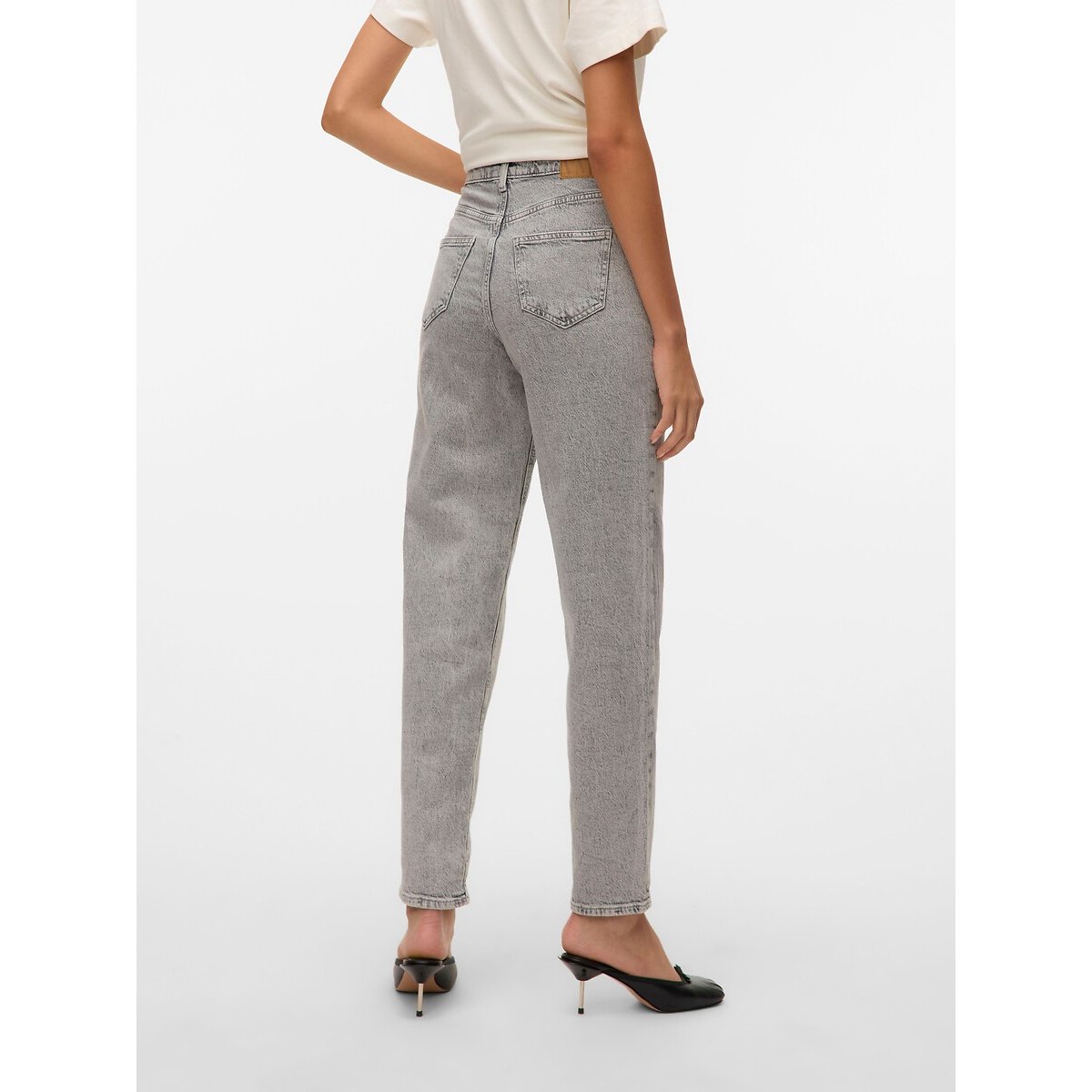 Mom jeans met hoge taille grijs, VERO MODA