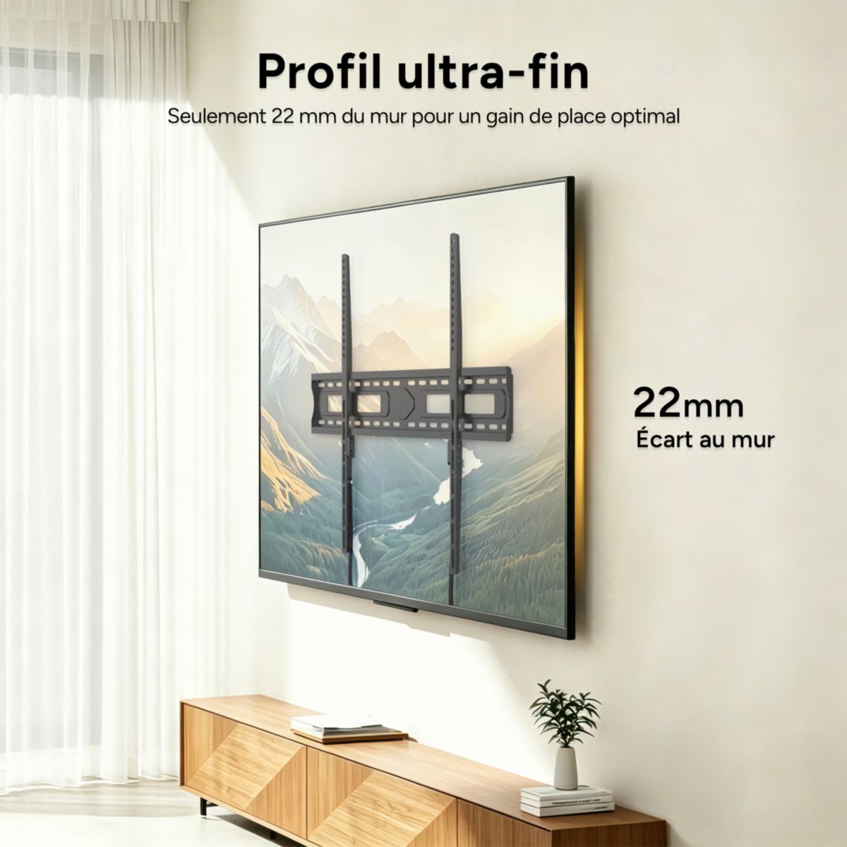 Support mural TV télé fixe 65''-100'' couleur unique, LISTO