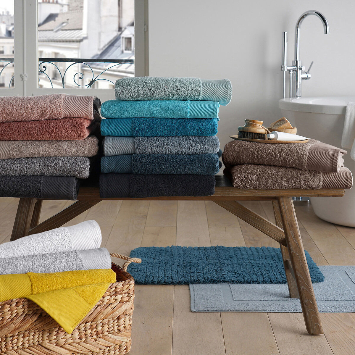 Lot 2 serviettes éponge 500 g/m2, Scenario bleu atlantique, LA REDOUTE INTERIEURS