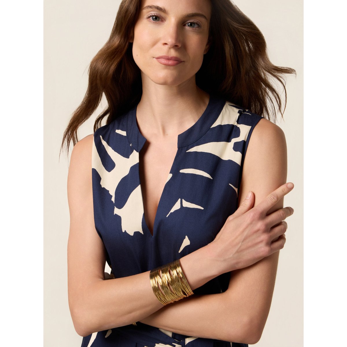 Robe évasée à motifs bleu, OLTRE