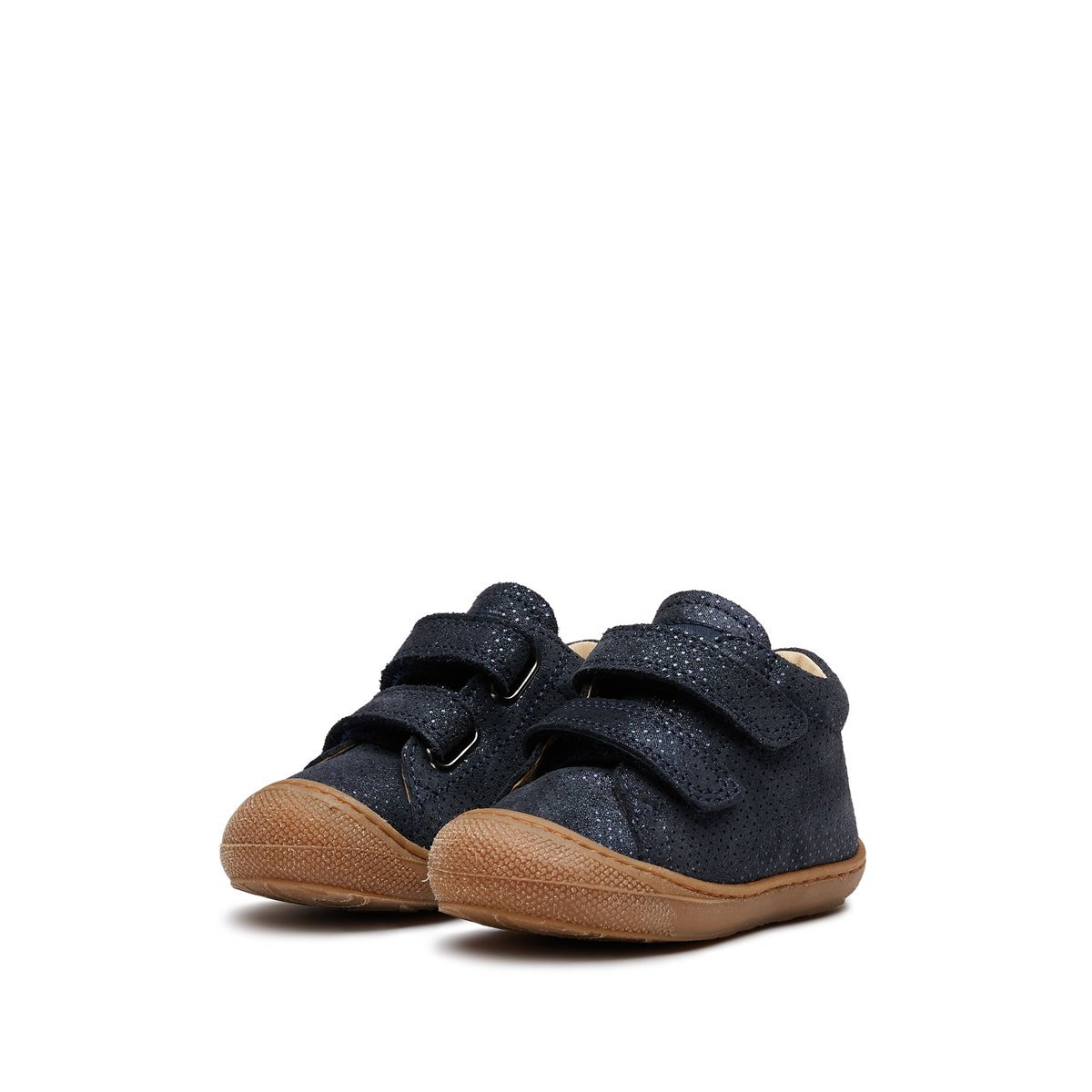 Chaussons premiers pas en suède pailleté COCOON VL marine, NATURINO