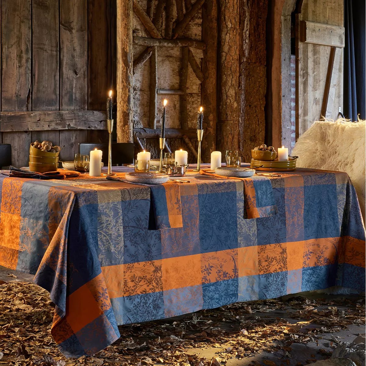 Nappe pur coton enduit MILLE BRANCHAGES crepuscule, GARNIER THIEBAUT