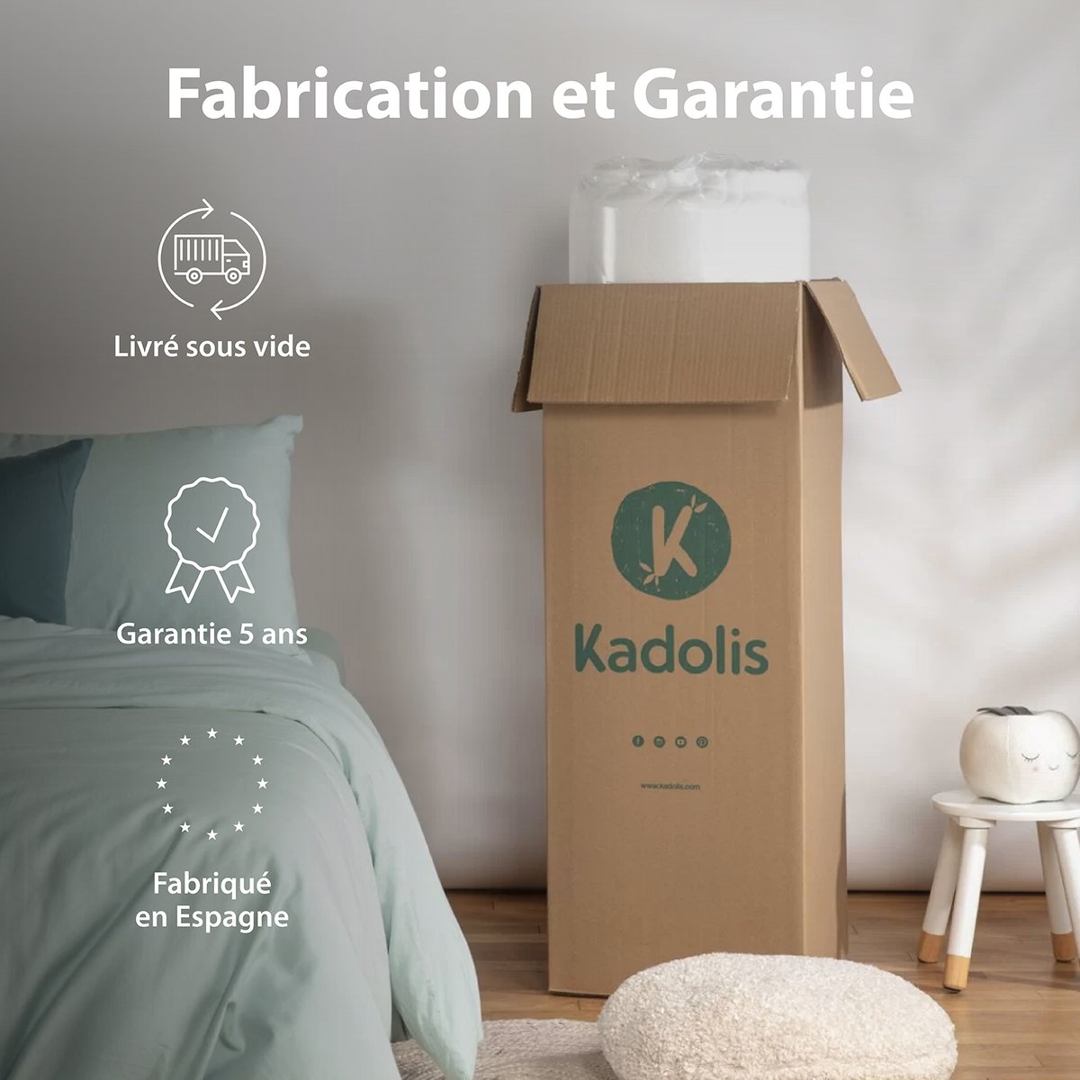 Matelas Enfant, épaisseur 17cm ALOE R blanc, KADOLIS