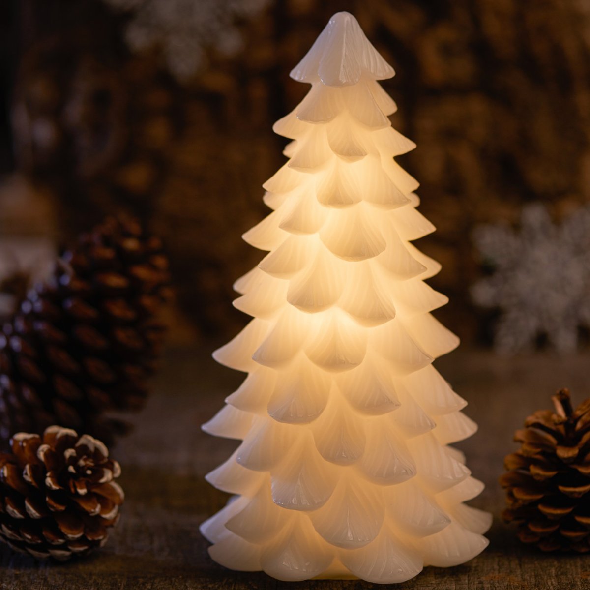 Sapin Carla LED H 23cm blanche, SIRIUS