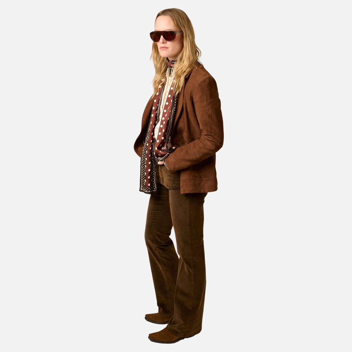 Pantalon THE HARLEY COTTON SUEDE mocha, MKT STUDIO