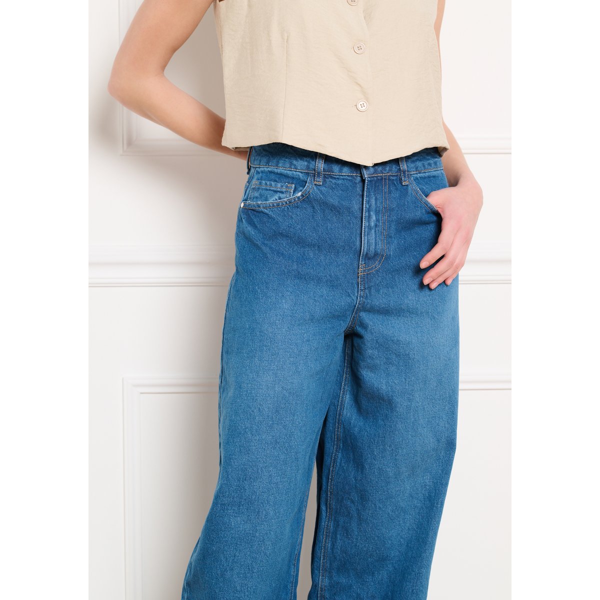 Jean large taille haute medium blue, LOLALIZA
