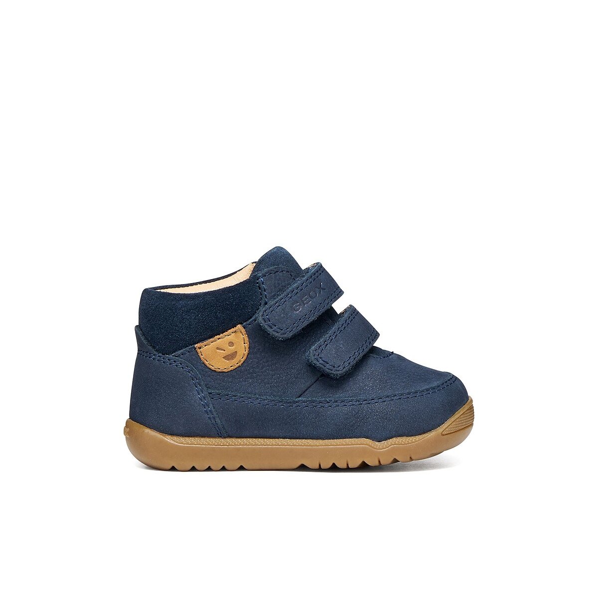 Zapatillas primeros pasos, en piel con cierre de velcro, MACCHIA azul marino, GEOX
