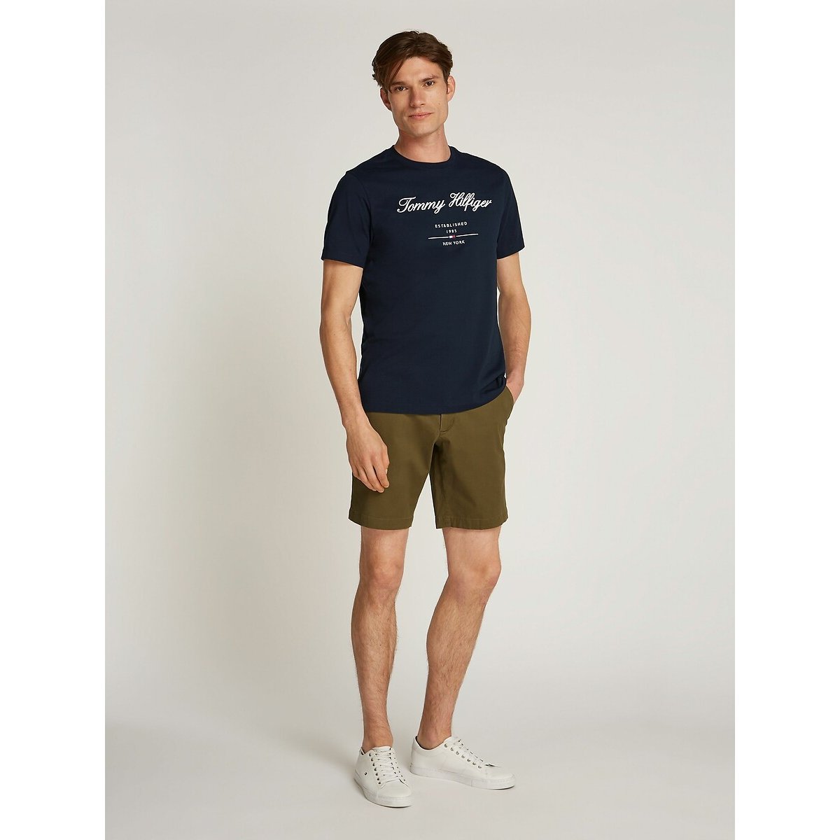T-shirt à logo bleu foncé, TOMMY HILFIGER