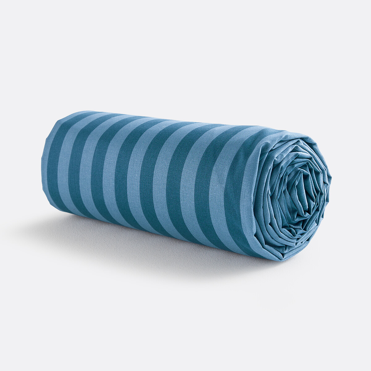Lenzuolo per bambini, 50% cotone riciclato, cappuccio 25 cm, SACHA BLU rigato blu, LA REDOUTE INTERIEURS