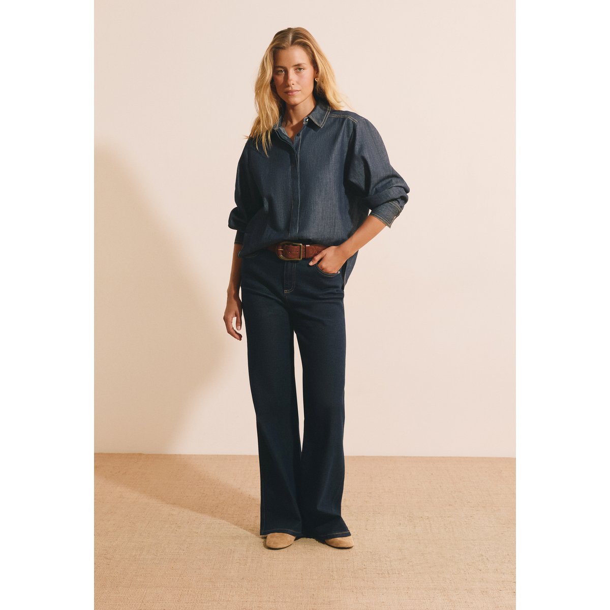 Chemise à manches longues en jean CLEMENCE jean denim, ETAM