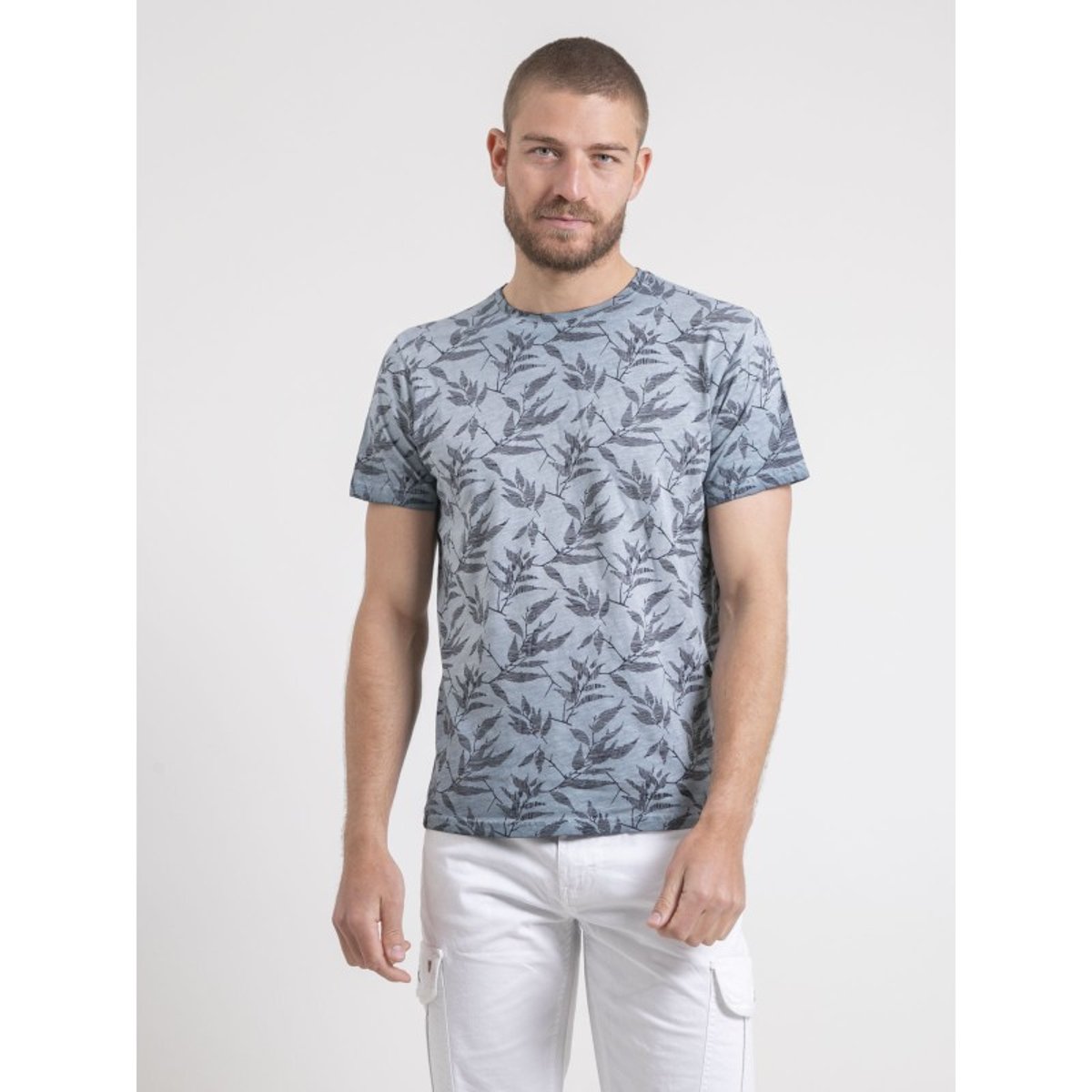 T-shirt Col Rond Pur Coton Naoki bleu, RITCHIE