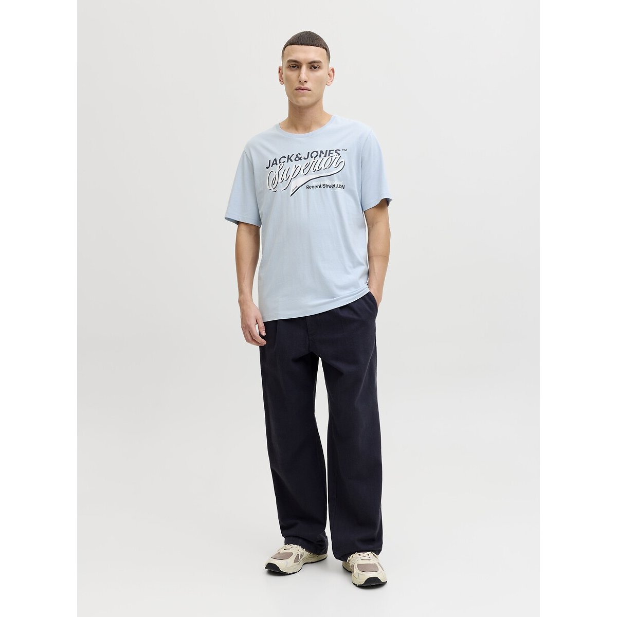 T-shirt maniche corte blu chiaro, JACK & JONES