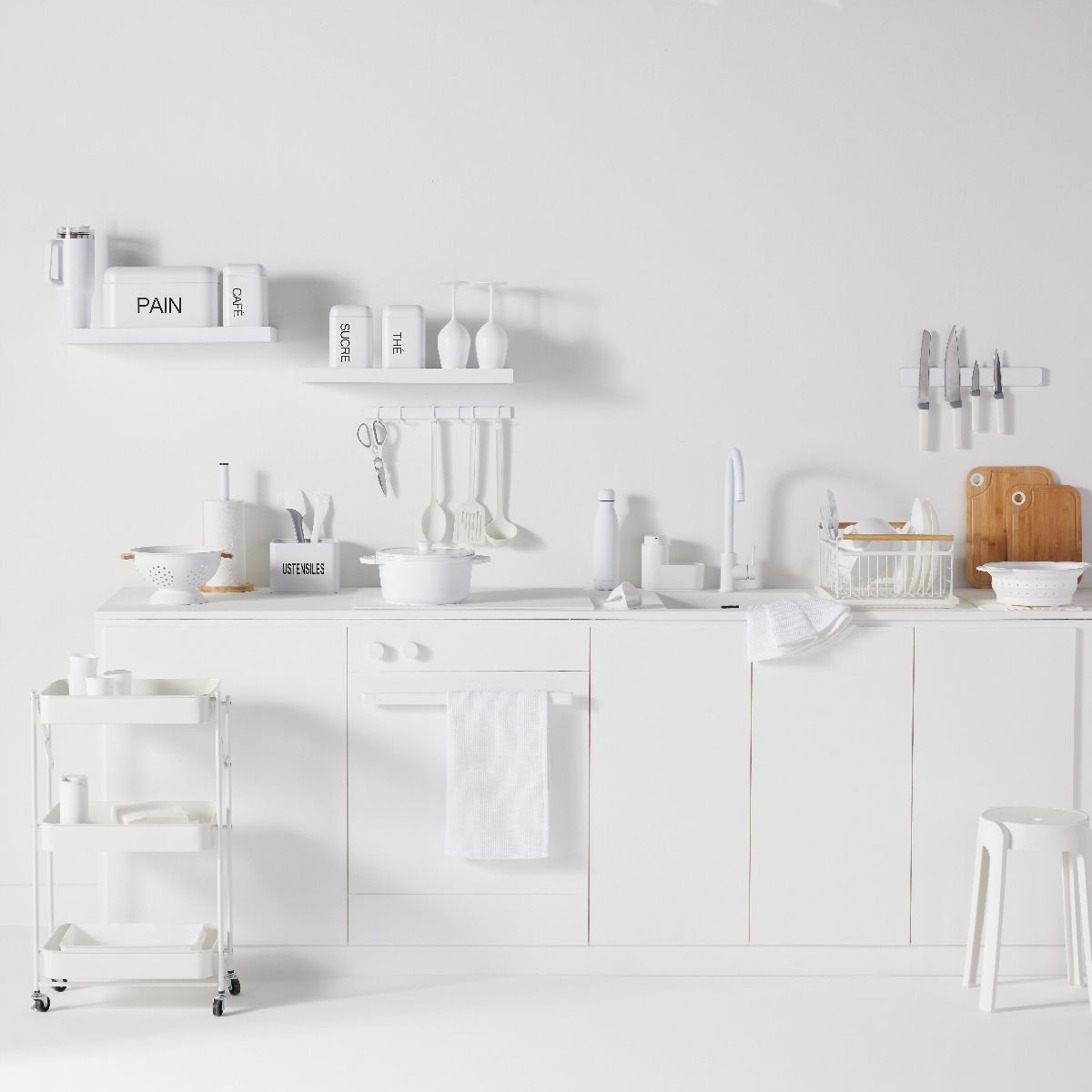 Tumbler mug isotherme avec paille en inox KITCHEN blanc, UTILITY