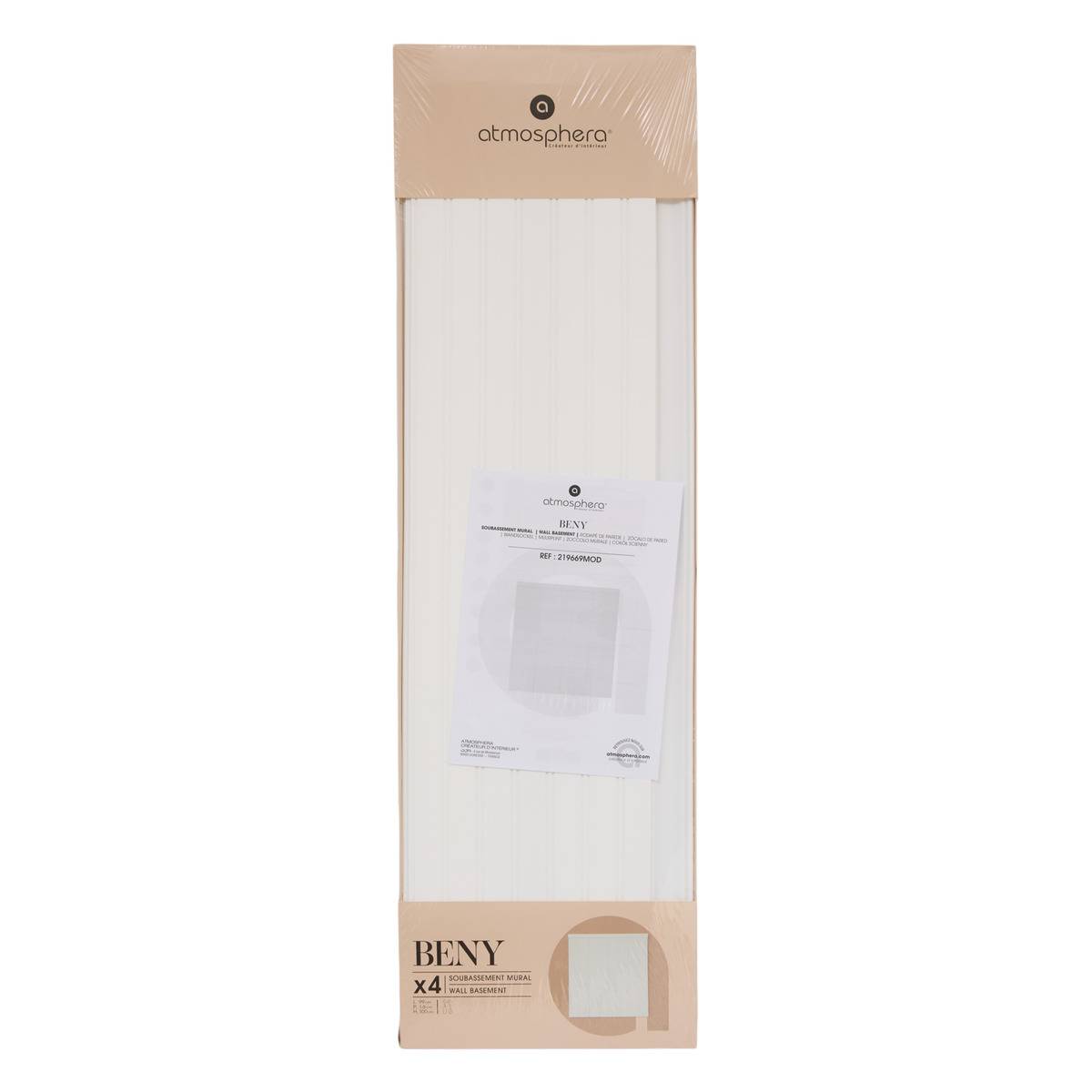 Lot de 4 panneaux de soubassement BENY blanc, ATMOSPHERA