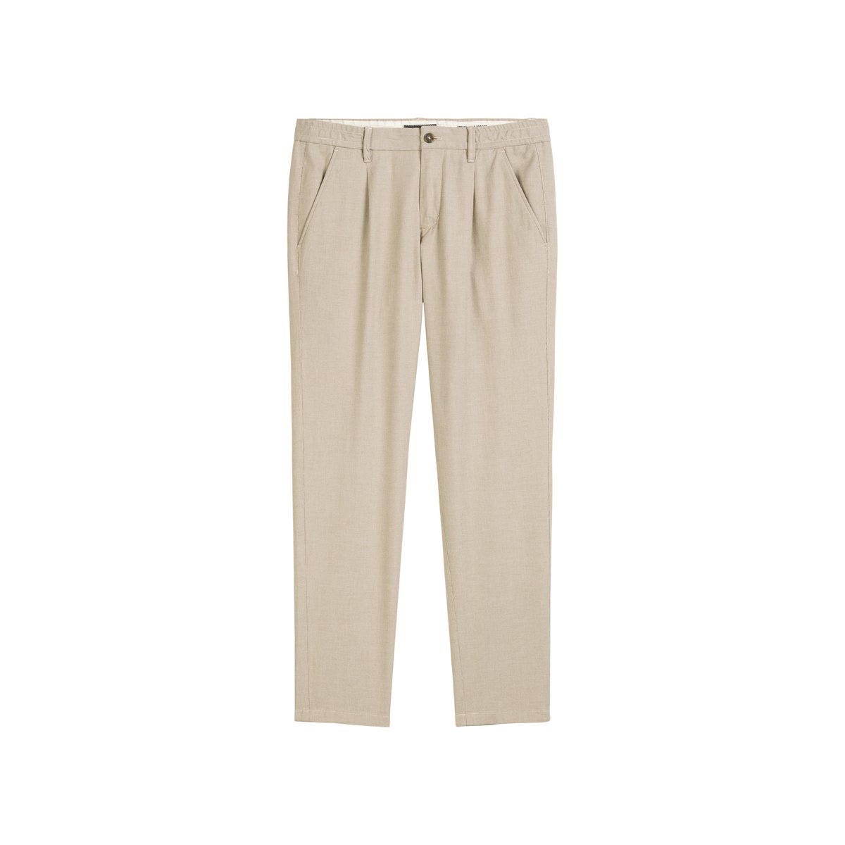 Chino modèle Stig Jogger pleats shaped en coton bio mélangé marron clair, MARC O'POLO