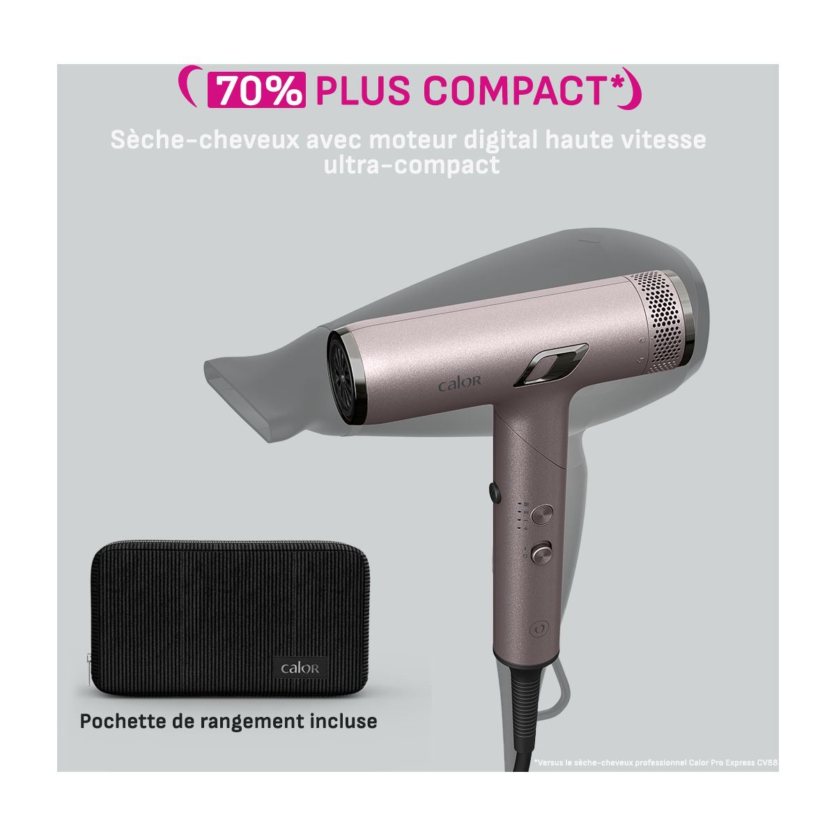 Sèche cheveux professionnel Nano Fold HY8530C0 rose, CALOR