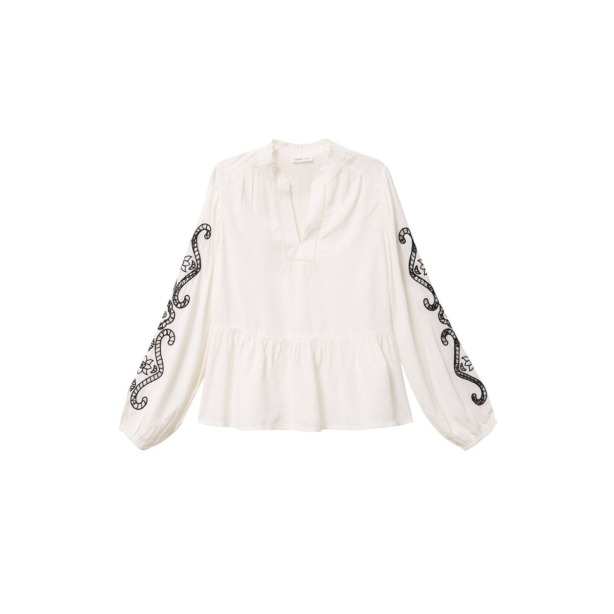 Blouse col v manches longues ecru, CACHE CACHE