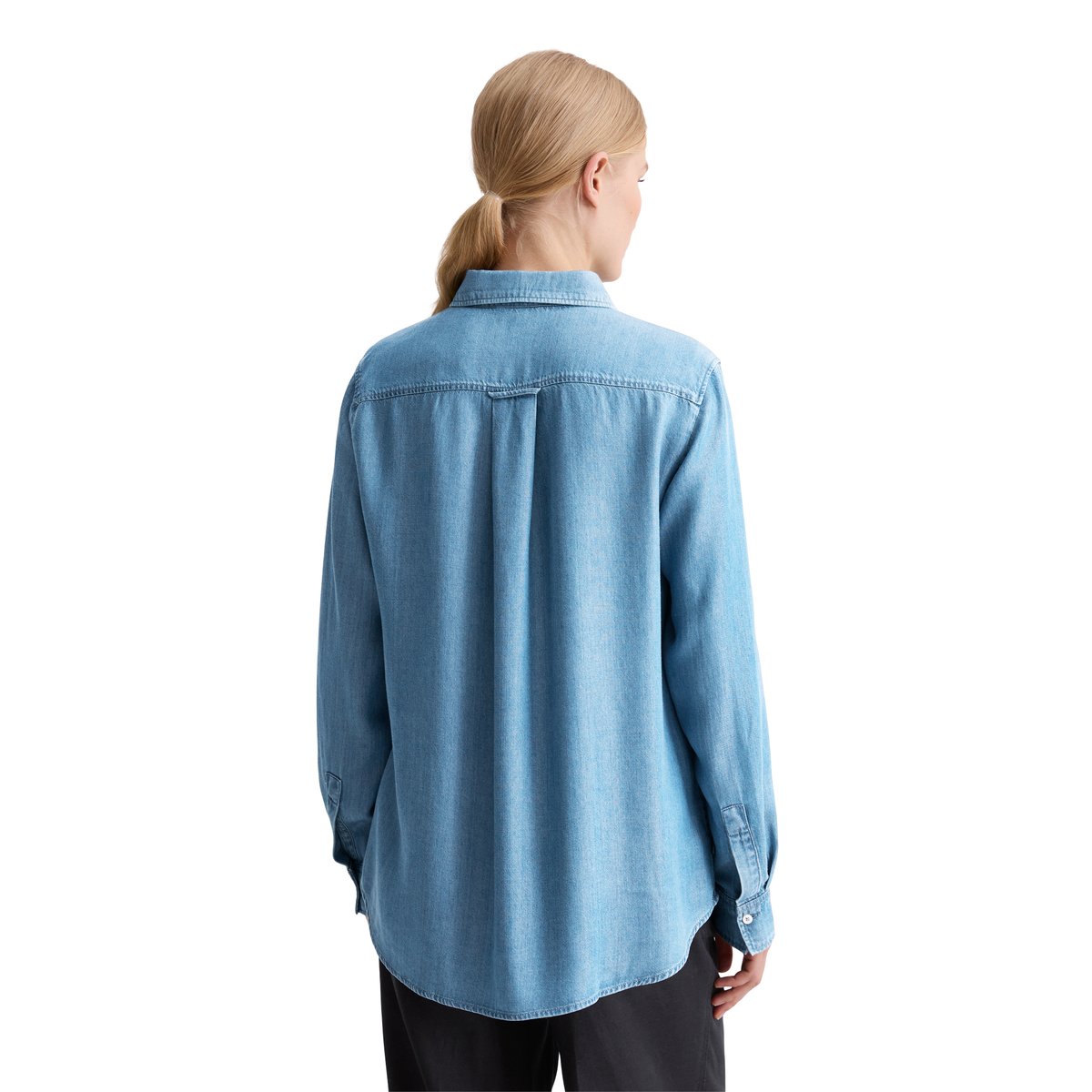 Blouse en jean regular en TENCEL™ Lyocell bleu moyen, MARC O'POLO