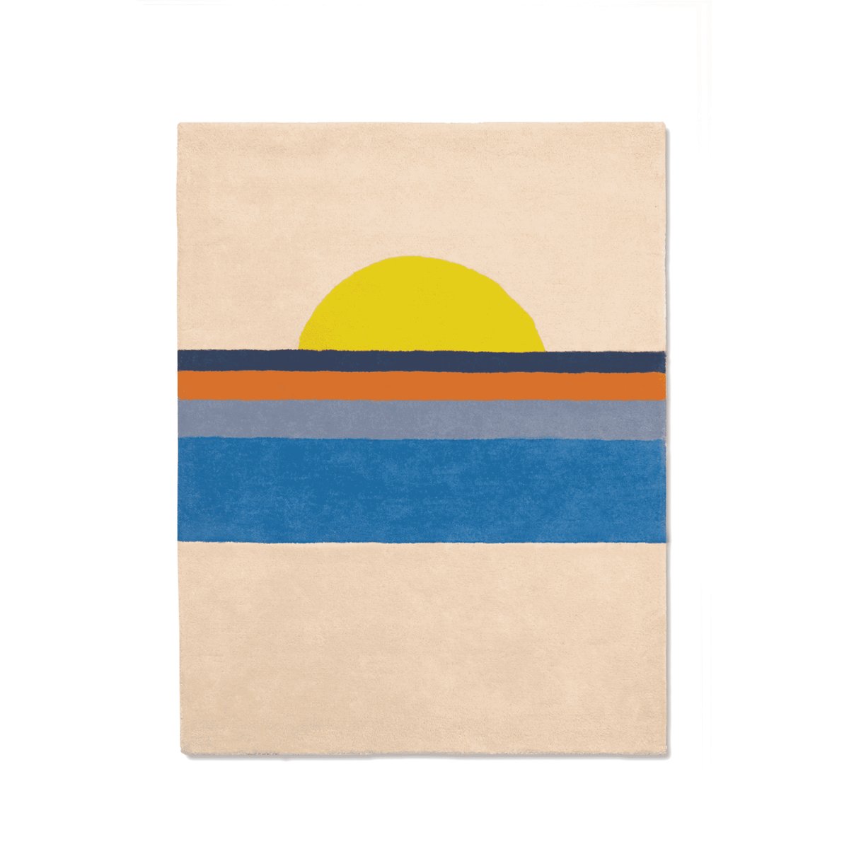 Tapis enfant rectangulaire épais, Coton bio GOTS, SUNSET bleu, BLEUU STUDIO