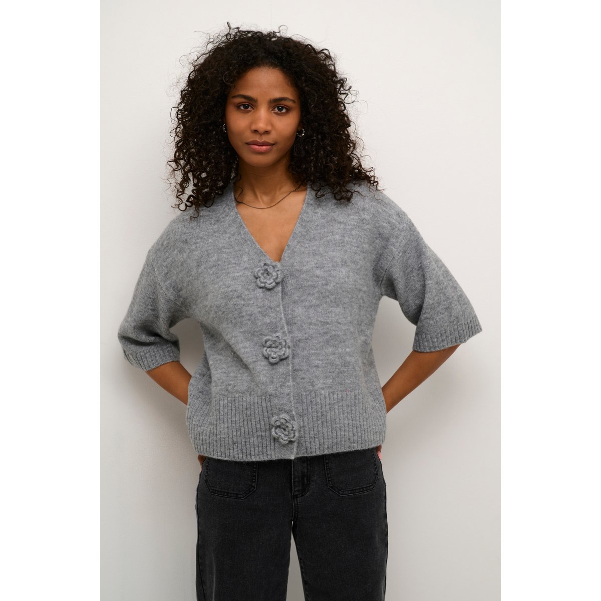 Cardigan à tricot gris grey melange, KAFFE