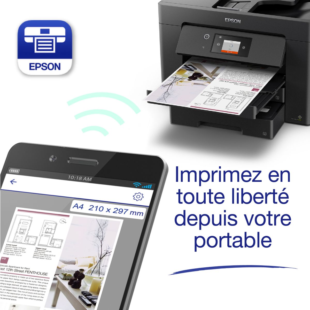 Imprimante jet d'encre WorkFoce WF-7830DTW couleur unique, EPSON