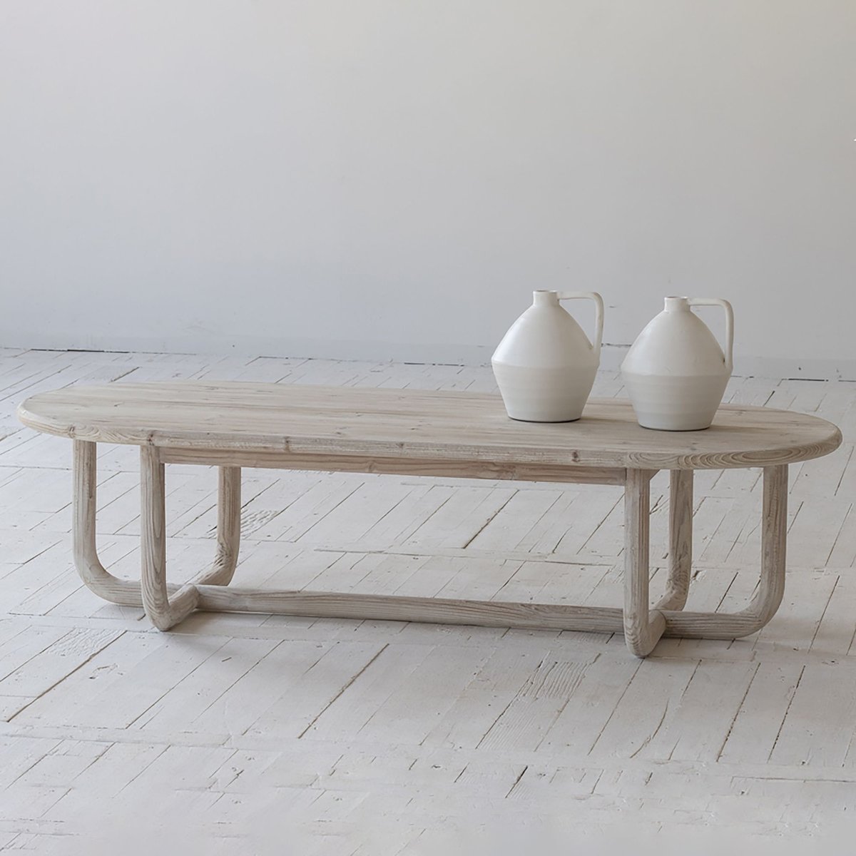 Table basse en pin recyclé beige, NOW'S HOME