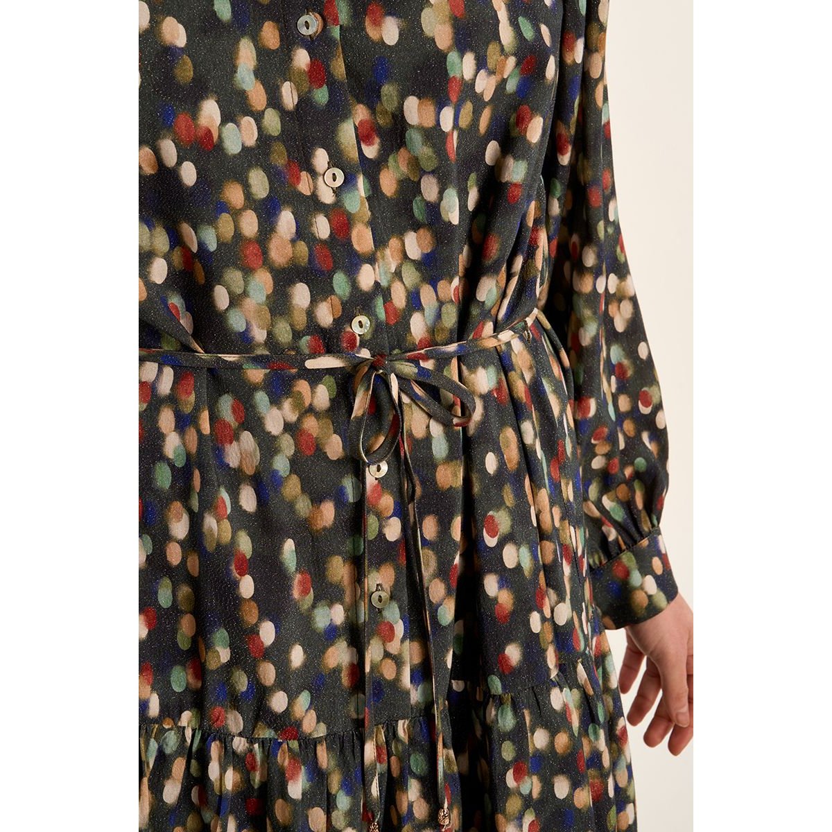 Robe courte à volant, nouée khaki suzie, MOLLY BRACKEN