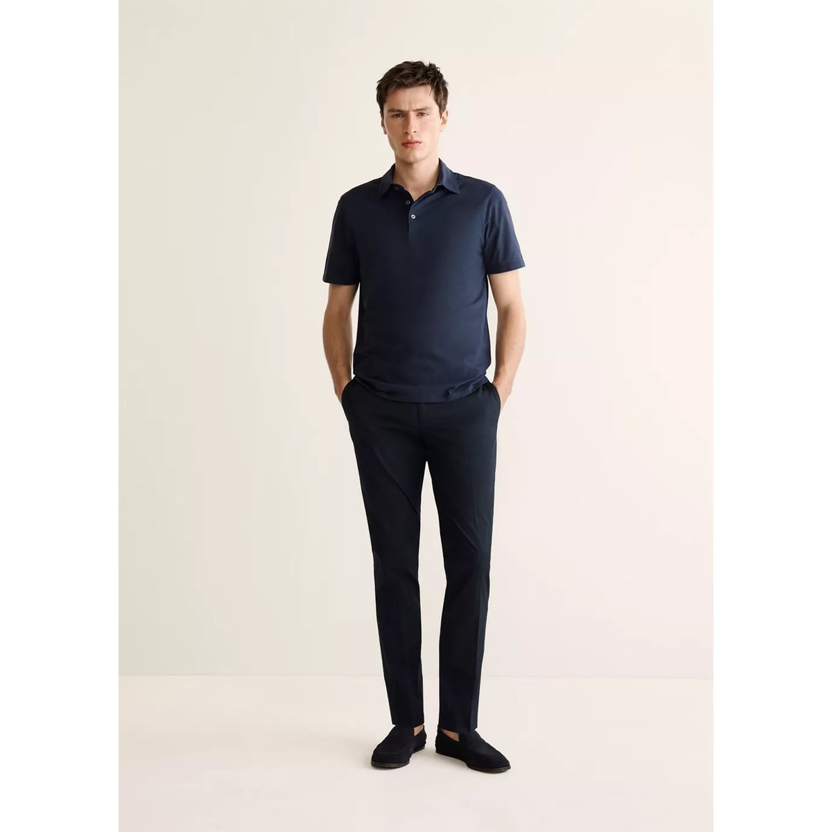Polo slim-fit 100 % coton bleu marine, MANGO MAN