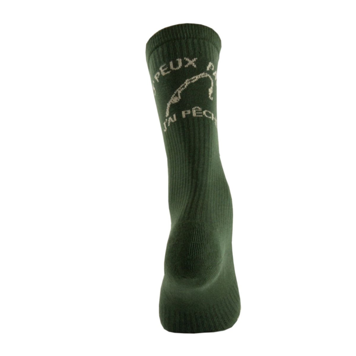 Mi-chaussettes Humoristique Pêche en Coton Achile Made in France kaki, ACHILE
