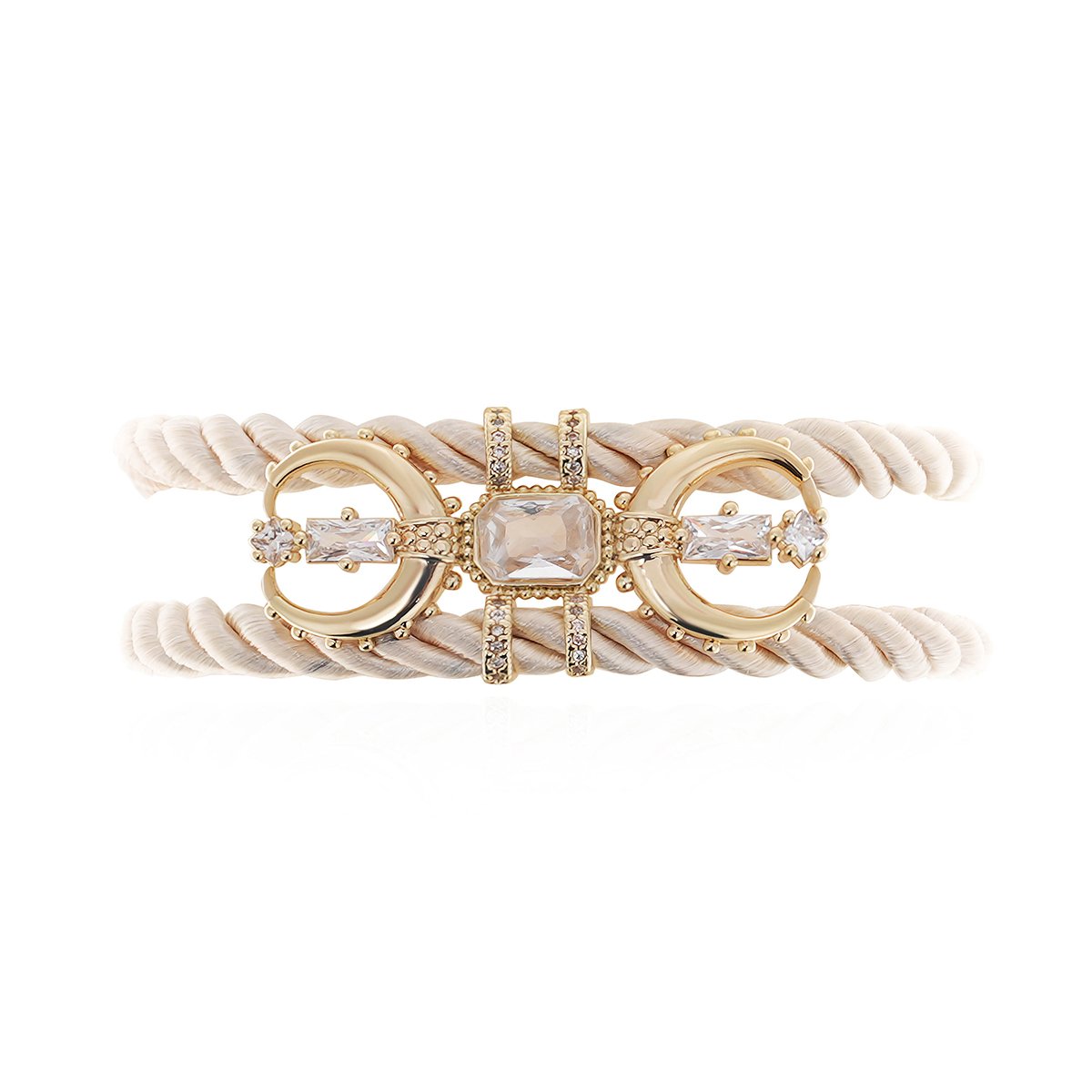 Bracelet manchette cordon avec charm EUFORIA blanc, HIPANEMA