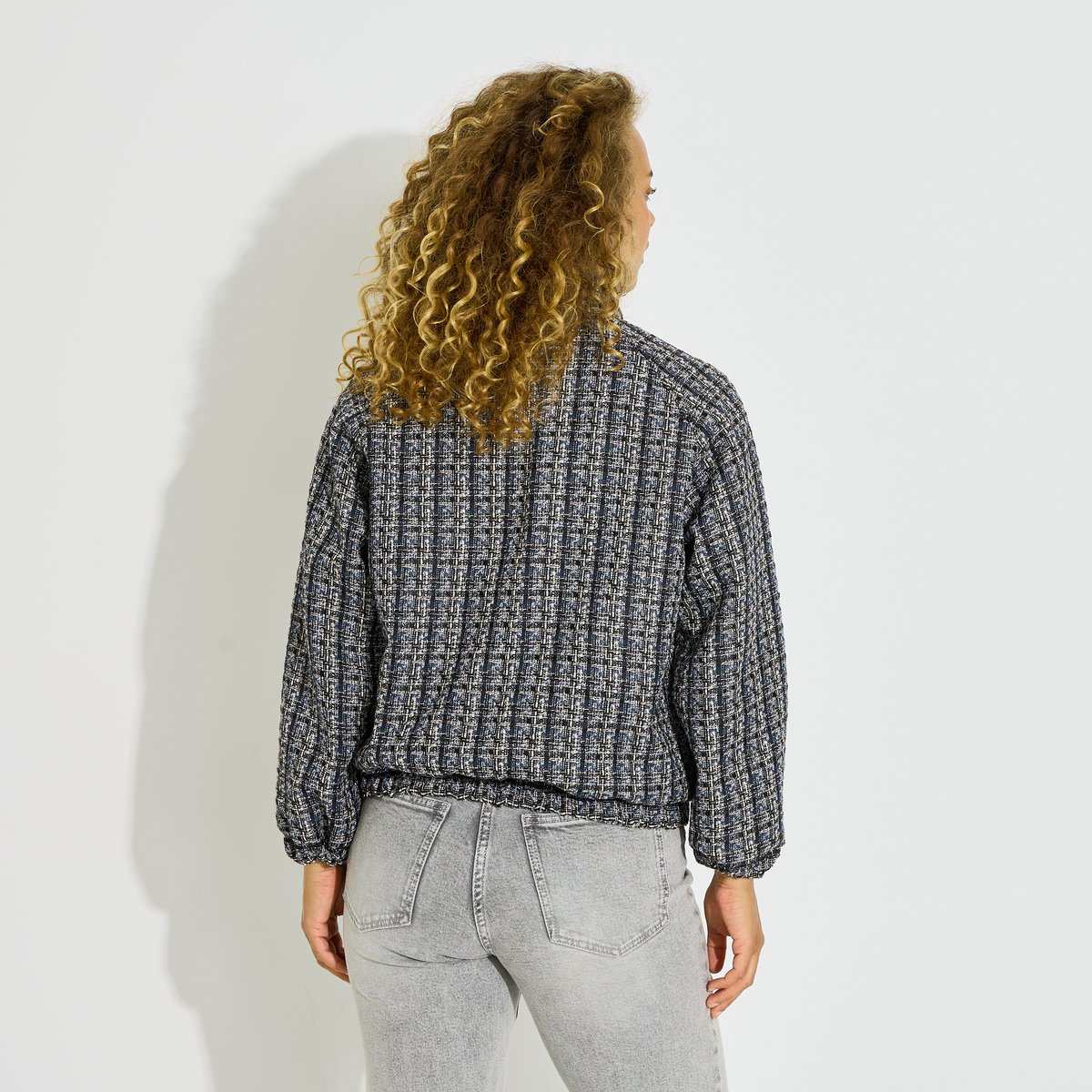 Veste bomber en tweed bleu marine, GRAIN DE MALICE