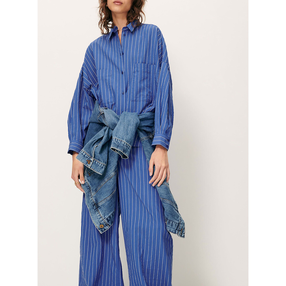 Pantalon large rayé, à pinces, PROVENCIA bleu, SESSUN