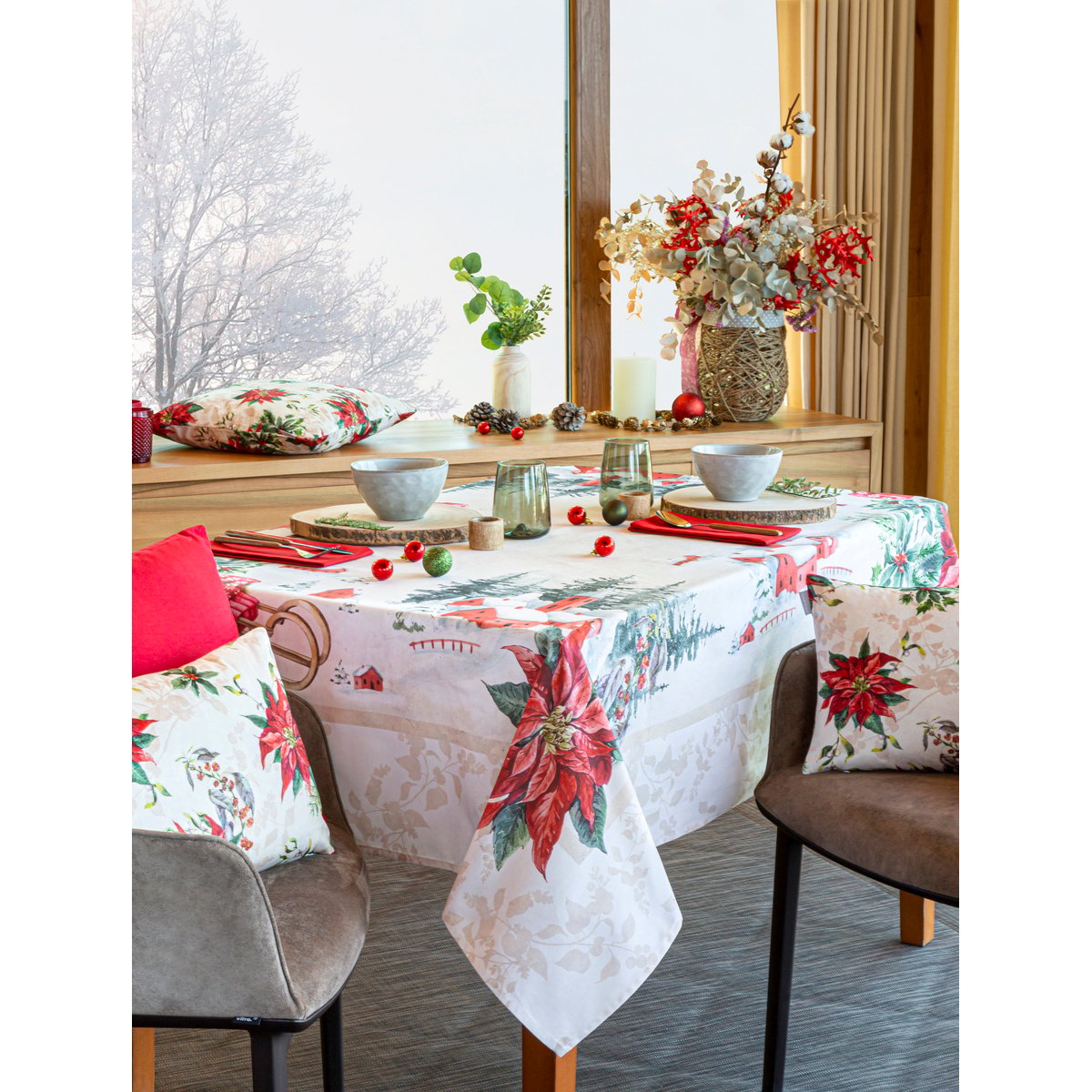 Nappe de NOËL CHAMONIX beige/rouge, NAF NAF HOME