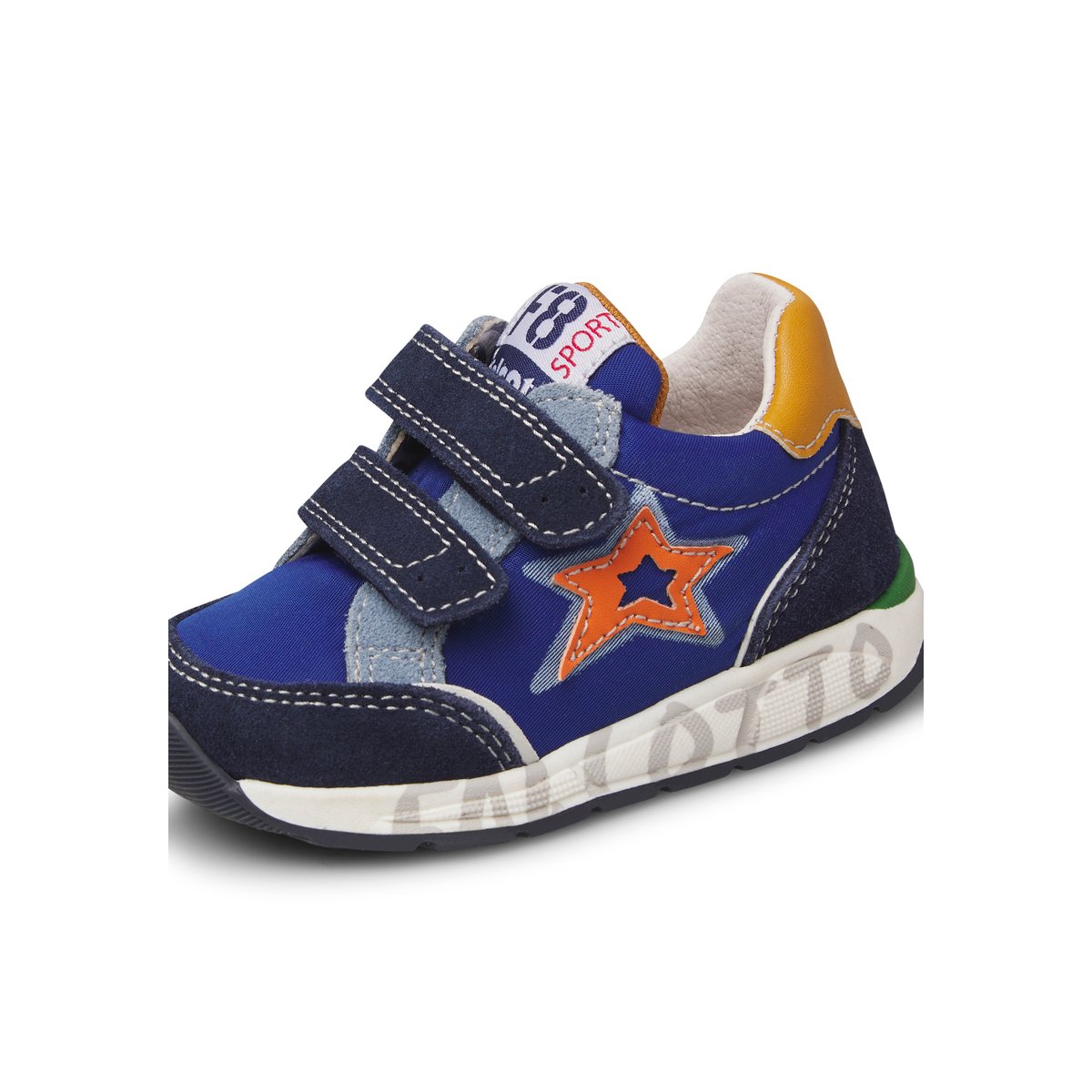 Sneakers en daim et tissu technique NUPPI VL. marine-citrouille, FALCOTTO