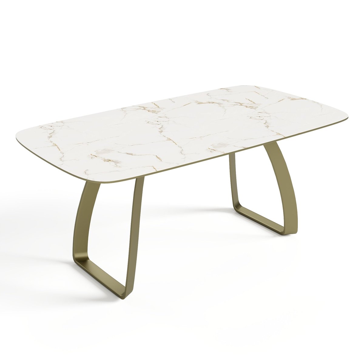 Table à manger extensible en céramique DAHLIA carrara blanc et doré, SIA HOME