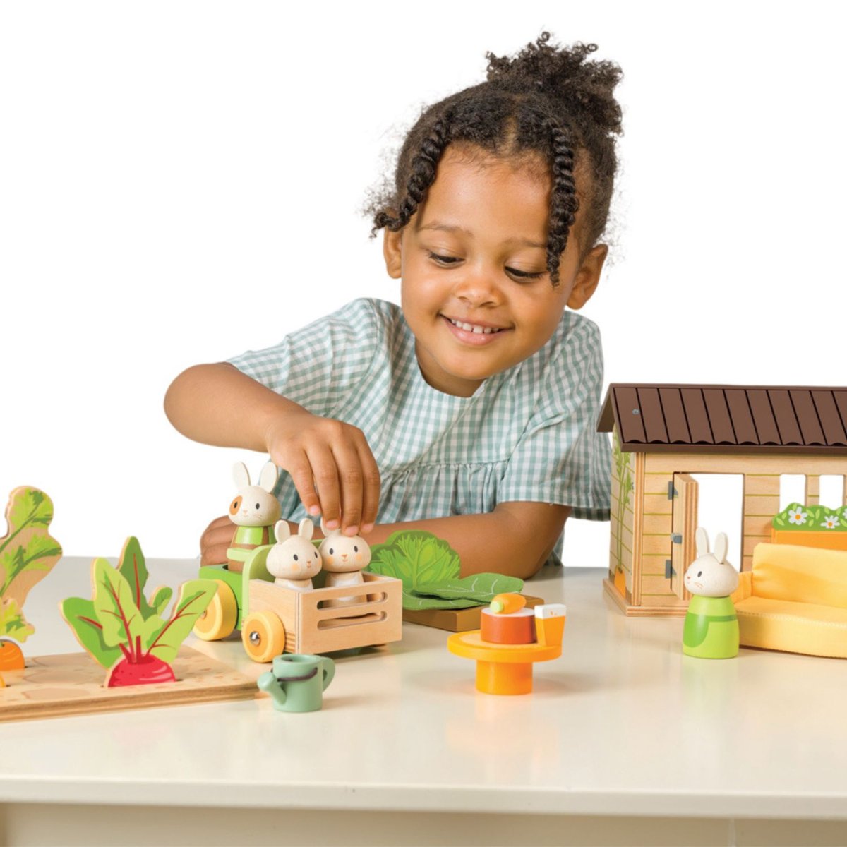 Set de jardin avec lapins multicolore, TENDER LEAF TOYS