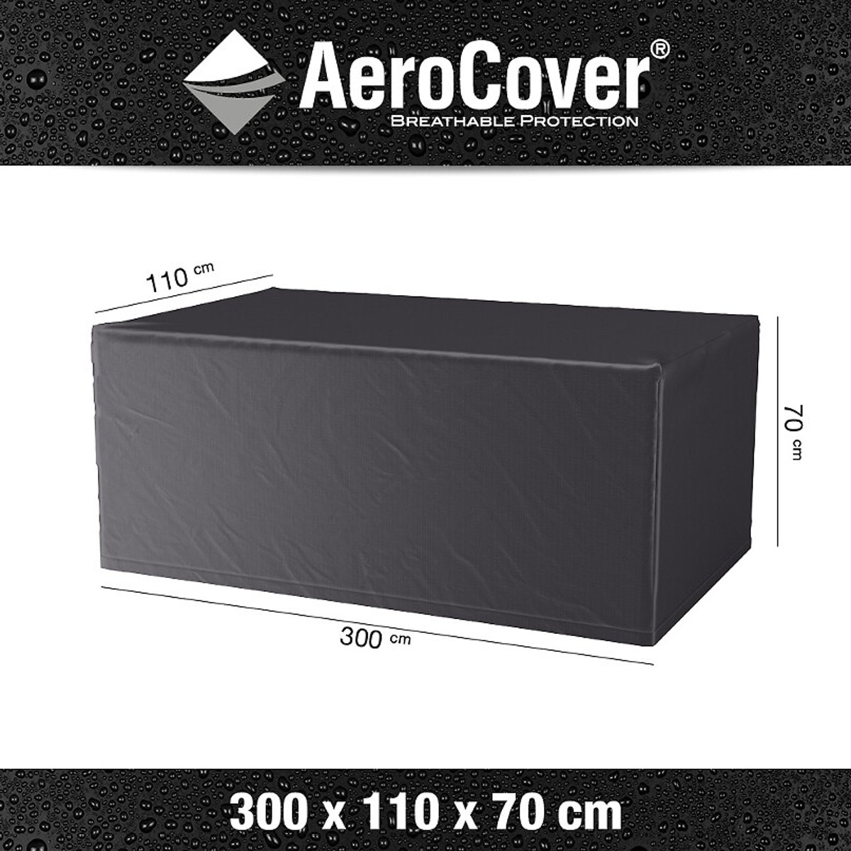 Garden Table Cover 300x110x70cm grey, AEROCOVER